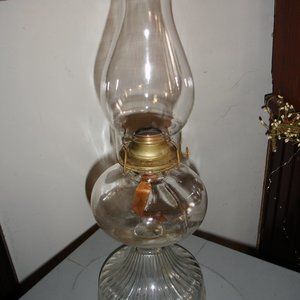 Vintage Kerosene Lamp - Embossed Base - Antique Oil Lamp - Farm Primitive